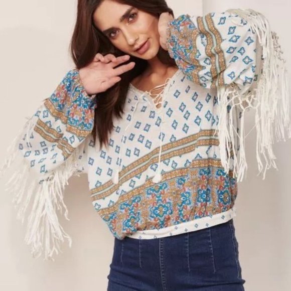 Free People Tops - Free People Macrame Vibe Tassel Top